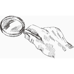手绘拿着放大镜的手