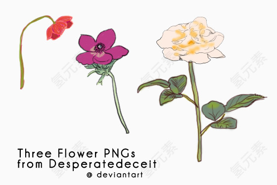 庆典花卉鲜花元素  卡通手绘花枝