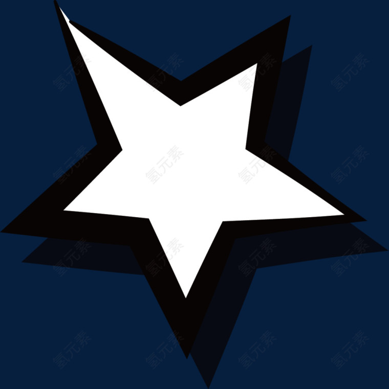 卡通素描黑白色五角星 