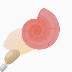 夏日元素贝类石头卡通手绘装饰元素
