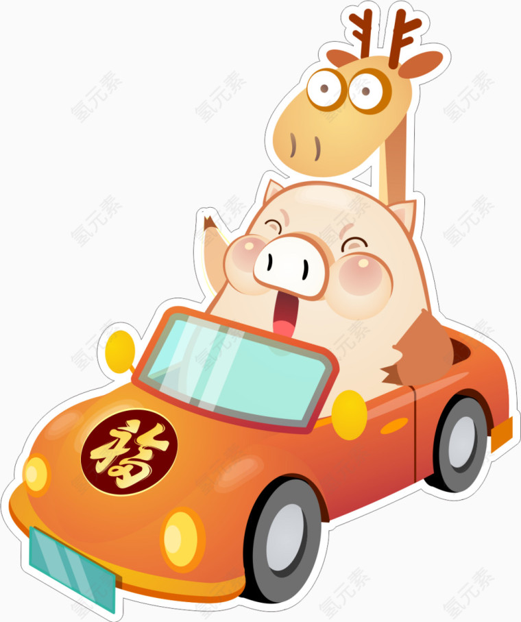 开汽车的小猪