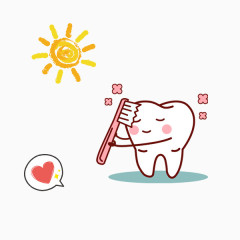 手绘插画小牙齿太阳