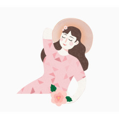 卡通手绘穿粉色衣服的女孩