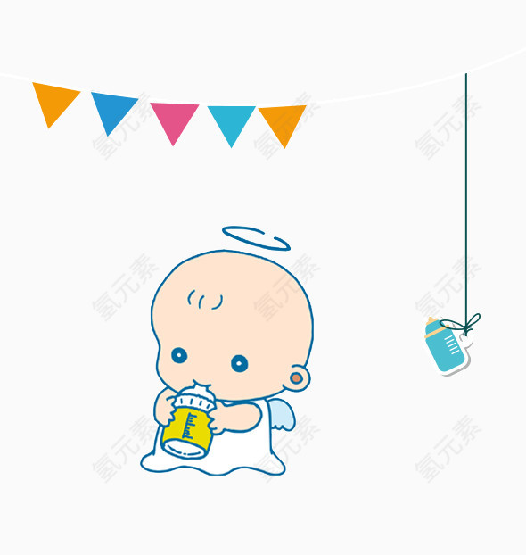 小彩旗小天使小奶瓶