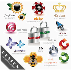 立体锁具蜜蜂矢量素材