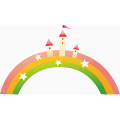 卡通彩虹房子桥