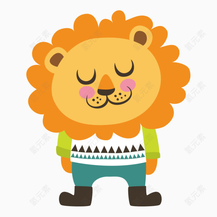 卡通穿衣服的动物小狮子