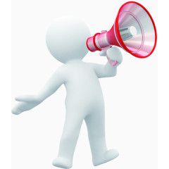 手绘卡通小人红色喇叭