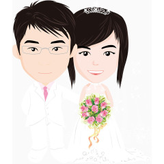 婚礼卡通人物卡通手绘装饰元素