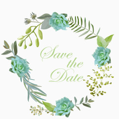 绿色花朵树枝花圈花环装饰元素