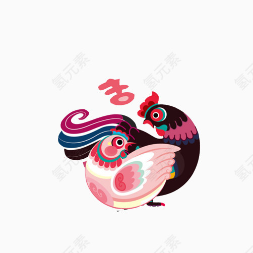双鸡拜年素材图片