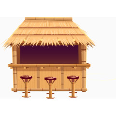 夏季海边茅草屋矢量