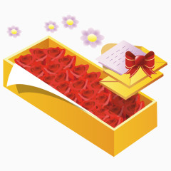 卡通爱情玫瑰花朵礼盒贺卡