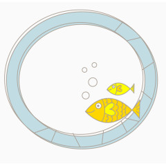 蓝色圆框卡通框边 