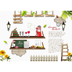 红酒杯子和书架