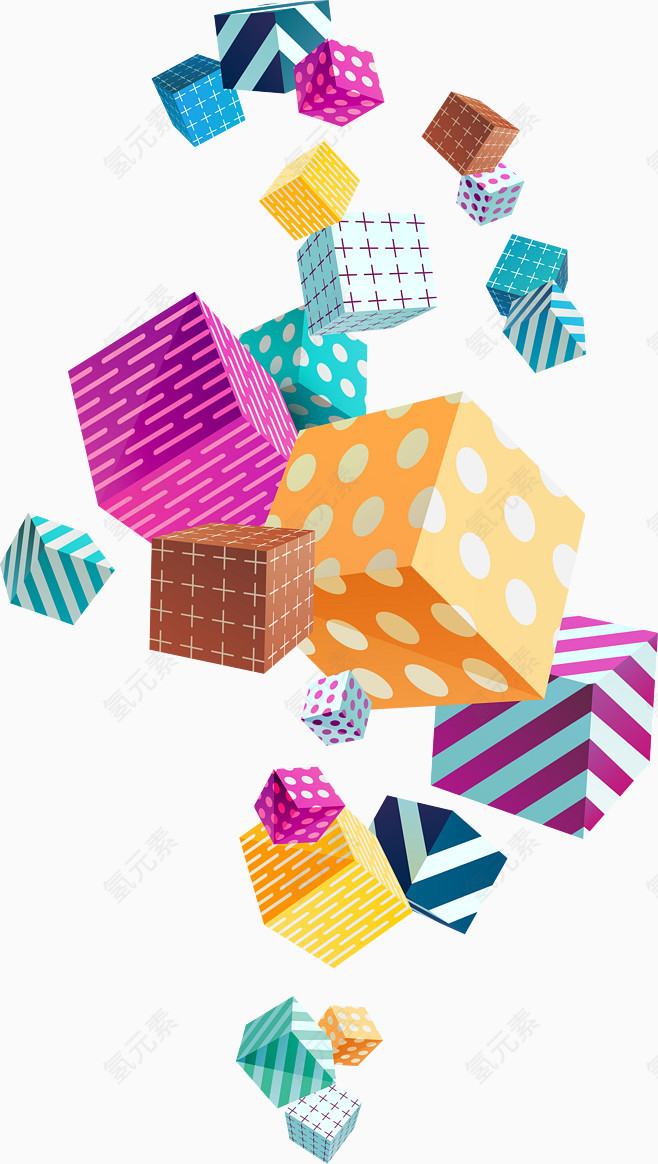 三维立体正方形漂浮悬浮装饰元素背景