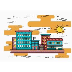 矢量简约线性建筑群