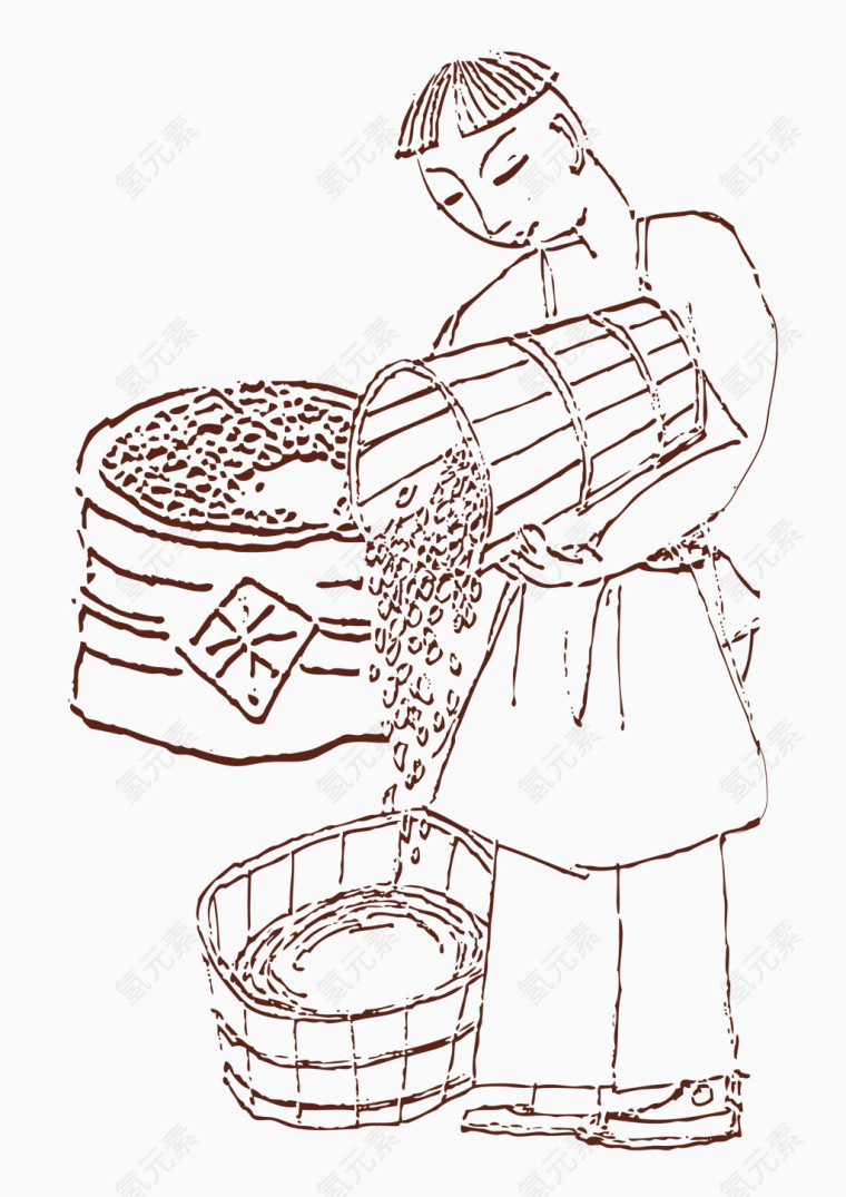 端午节粽子制作手绘