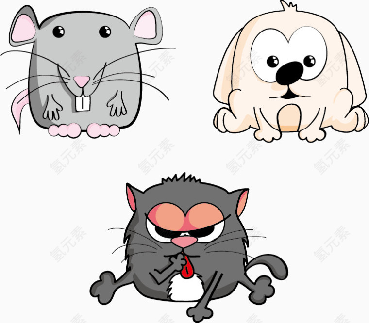 可爱呆萌老鼠小猫小狗