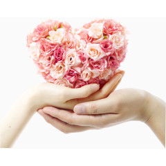 手捧爱心花朵素材