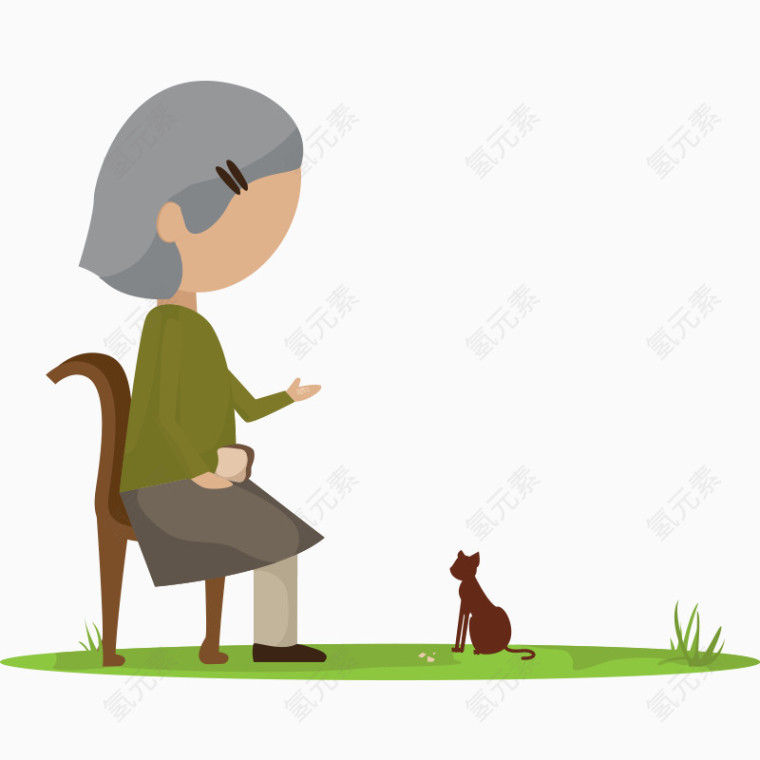 老人逗猫场景