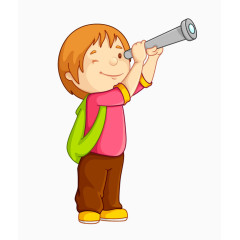 卡通望远镜小男孩