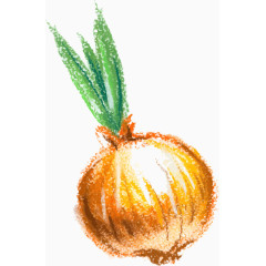 手绘蜡笔洋葱蔬菜素材