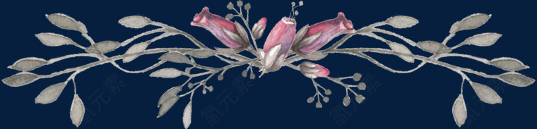 花纹灰色手绘水花花卉