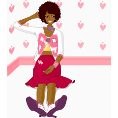 矢量手绘黑人女孩