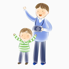 两父子拍照场景