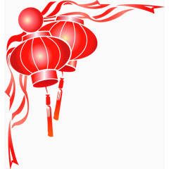 卡通手绘大红灯笼新年