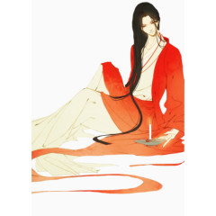 卡通长发红衣男子