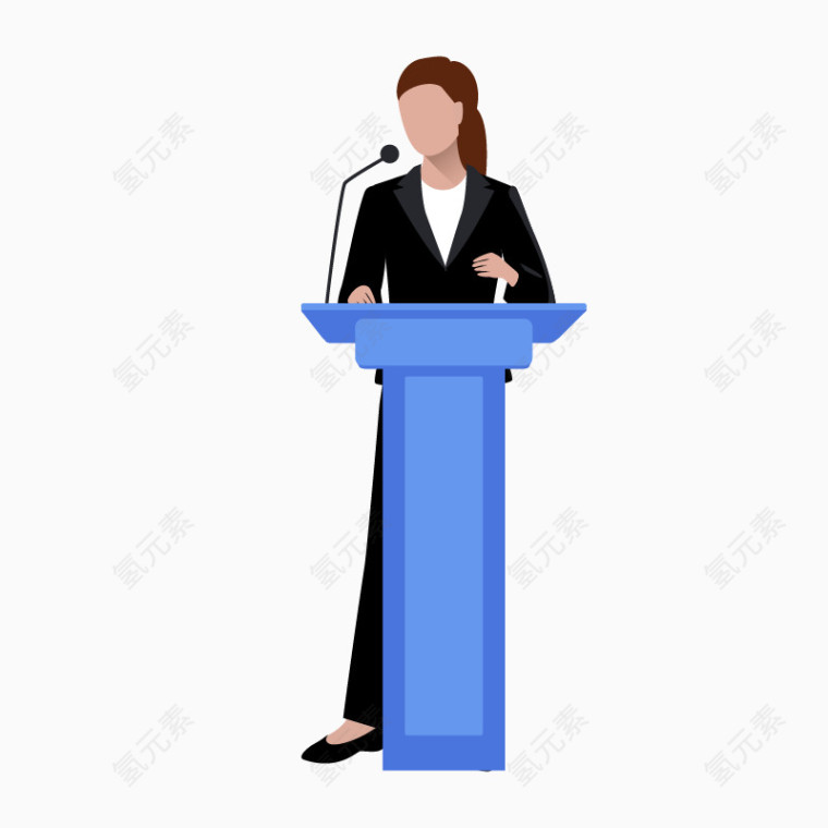 卡通手绘演讲的女领导