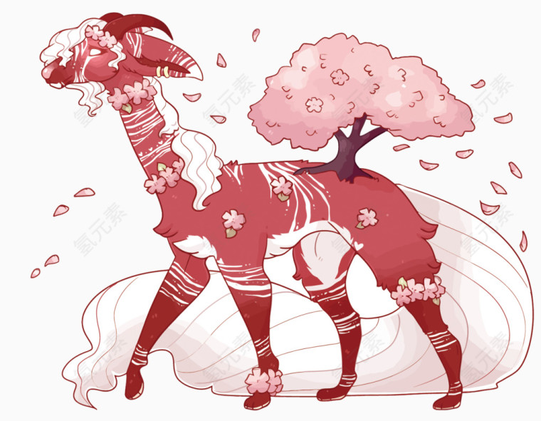矢量樱花鹿