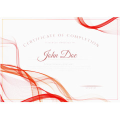 矢量红色波浪形的成就证书