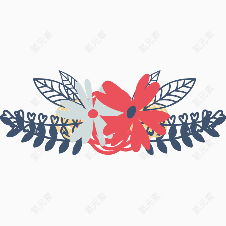 淡雅稳重花朵分割线