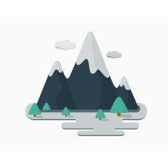 卡通山水树