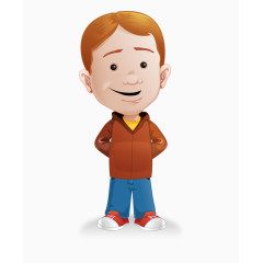 卡通手绘休闲服装中分发型男人