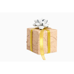 金黄色缎带白色背景礼盒