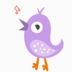 手绘卡通紫色小鸟