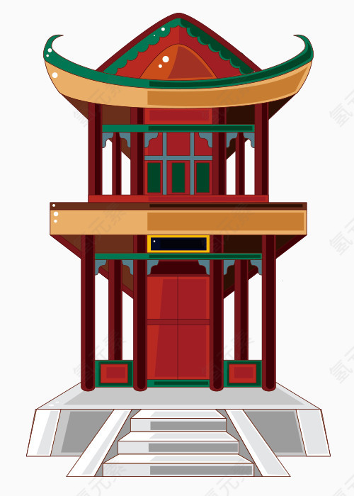 扁平化中式古代建筑