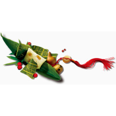 绿色粽叶的端午节粽子