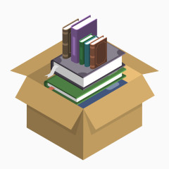 卡通创意3d手绘一箱书本