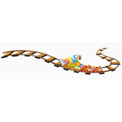 卡通铁轨上行驶的火车