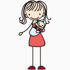 简笔画儿童手绘素材妈妈抱孩子