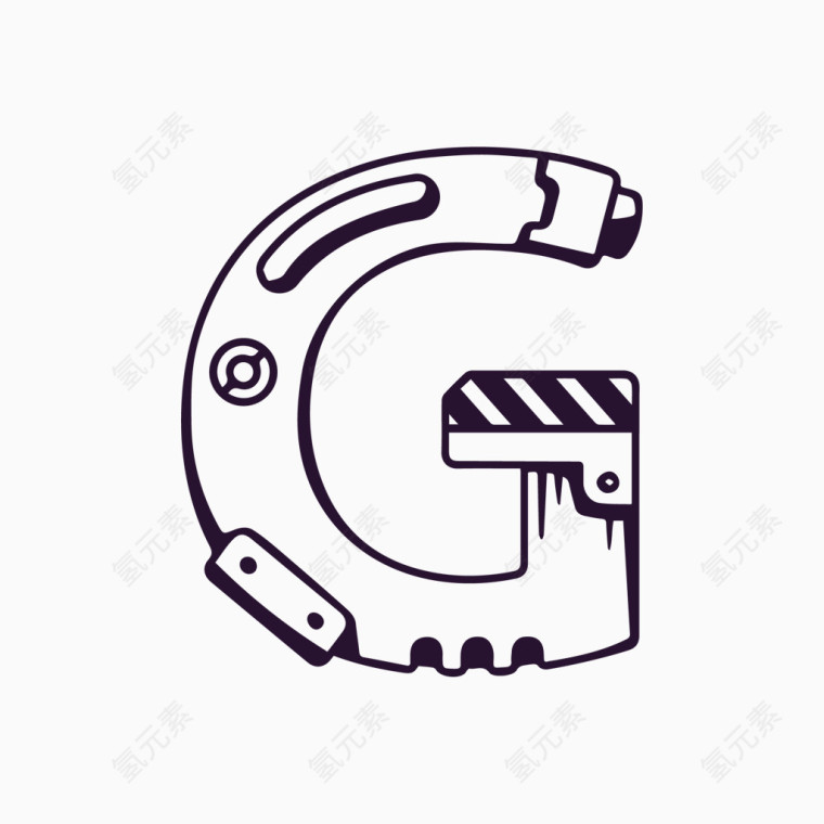 机械字母字体设计G