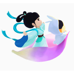 卡通中秋嫦娥月兔