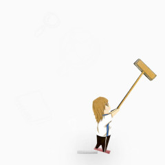 做清洁的小女孩