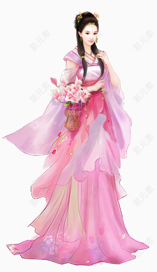 手绘古装女素材png