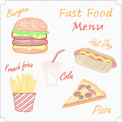矢量手绘快餐